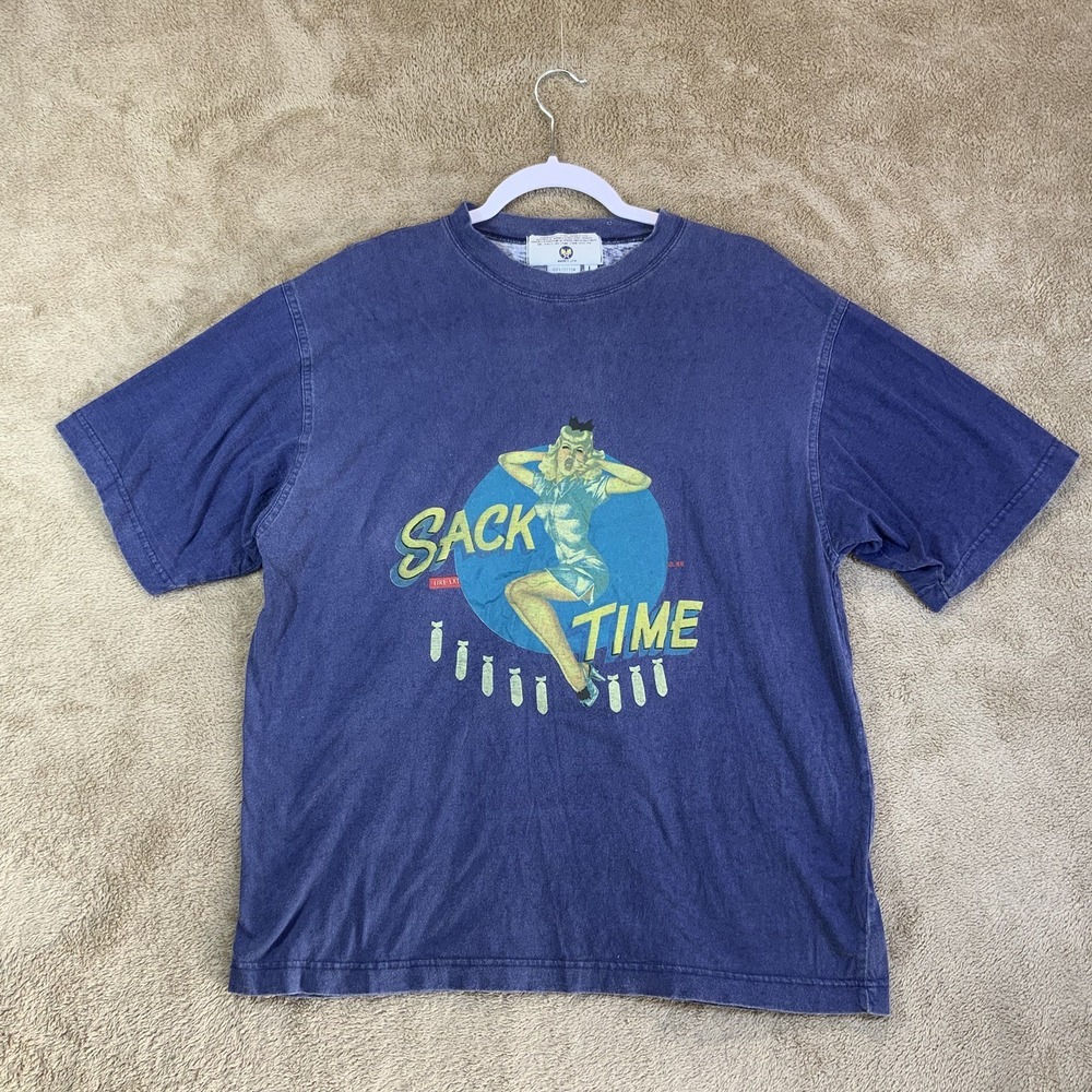 Vintage 90's Avirex SACK TIME T Shirt Airplane Nose Art Pin Up Girl‎ Large